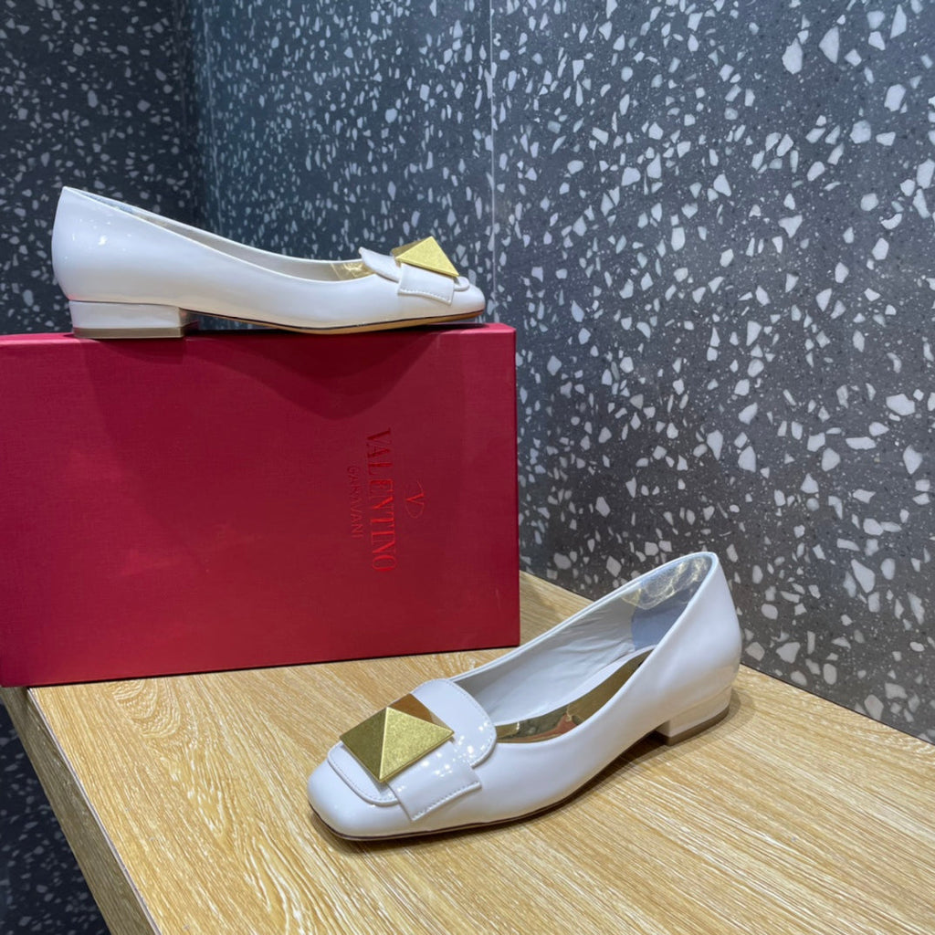 Valentino Garavani One Stud Patent Ballet GlamIats White For Women