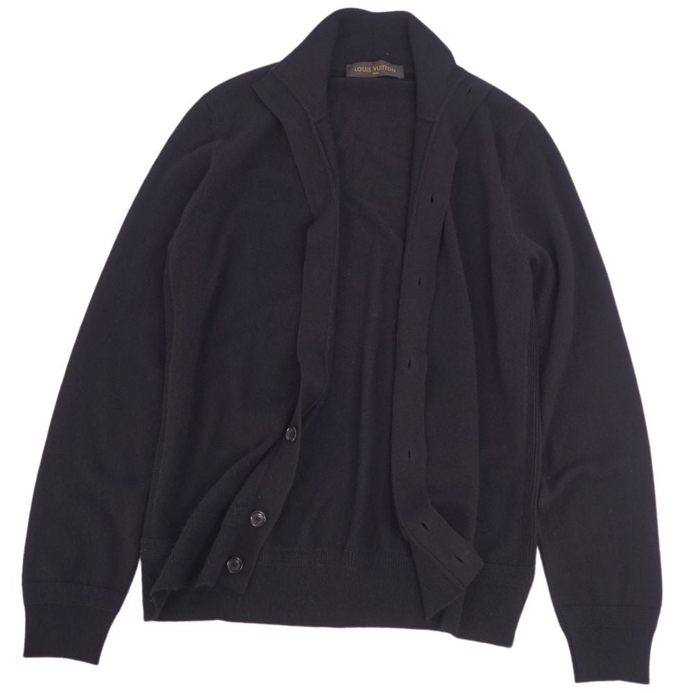 Louis Vuitton Cardigans Drivers Cashmere 100% LV Logo Stitch Tops Mens Made in Italy M Black ,