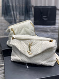 GLAMI Puffer Small Chain Bag White For Women, Women’s Bags 11.4in/29cm YSLÃ¢â‚¬Å½
