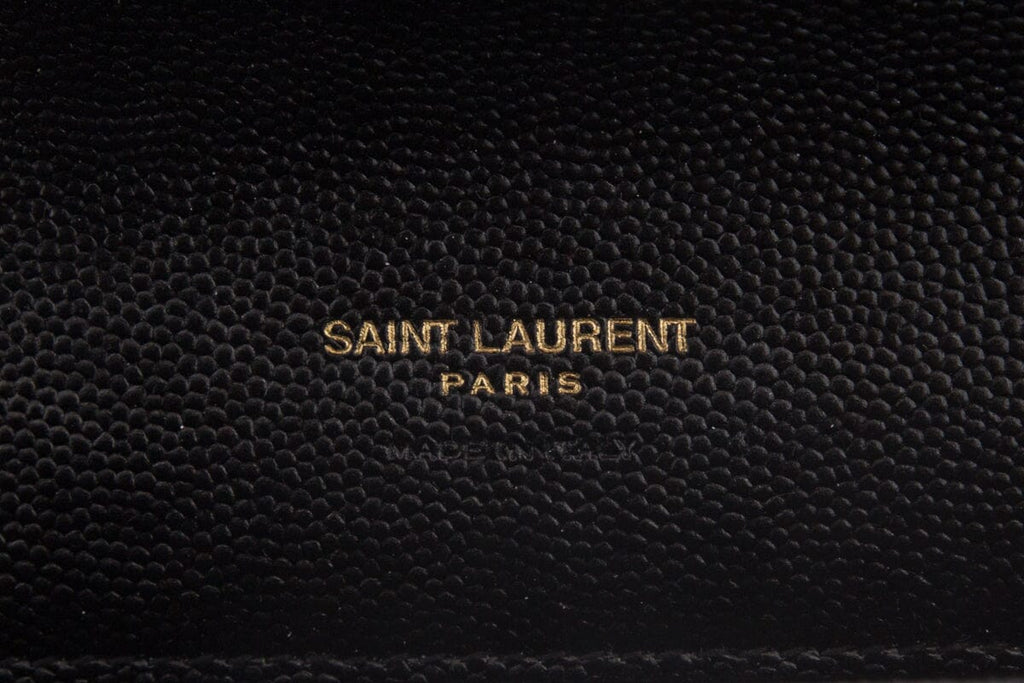 Saint Laurent Black Grain De Poudre Envelope Clutch