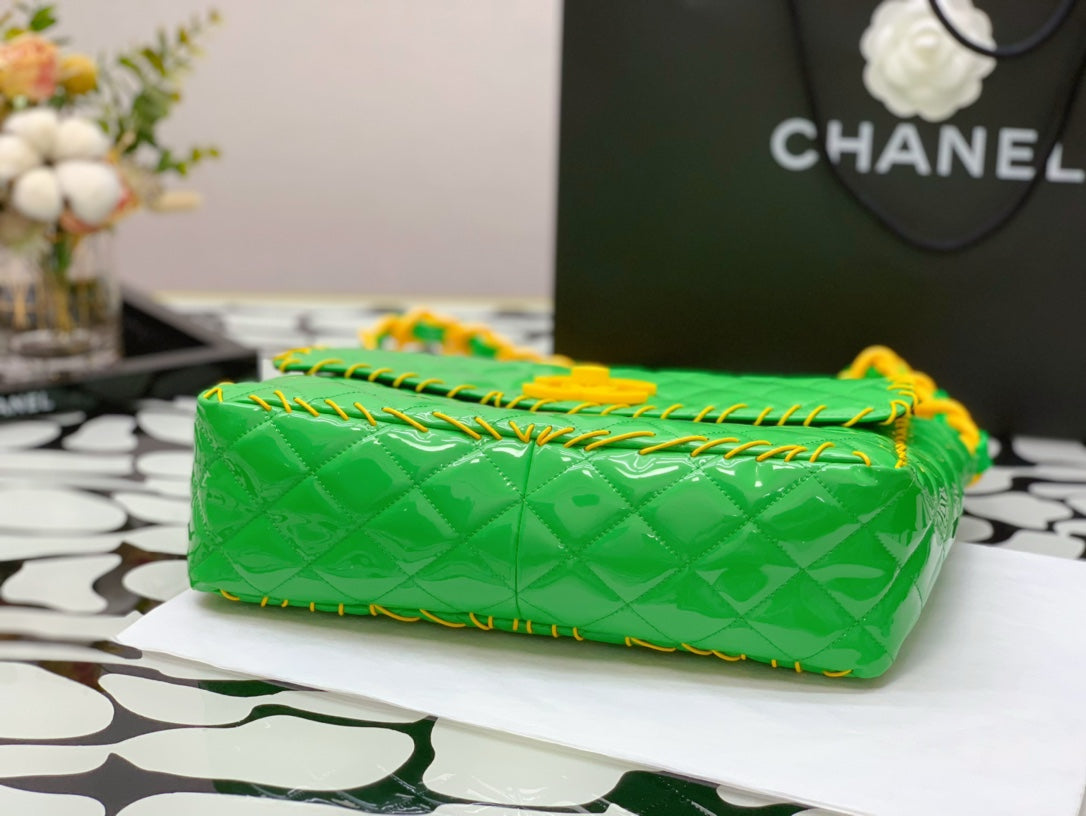 CHLVinyl Classic Green and Yellow Shoulder bag For Women 29cm/11.5in