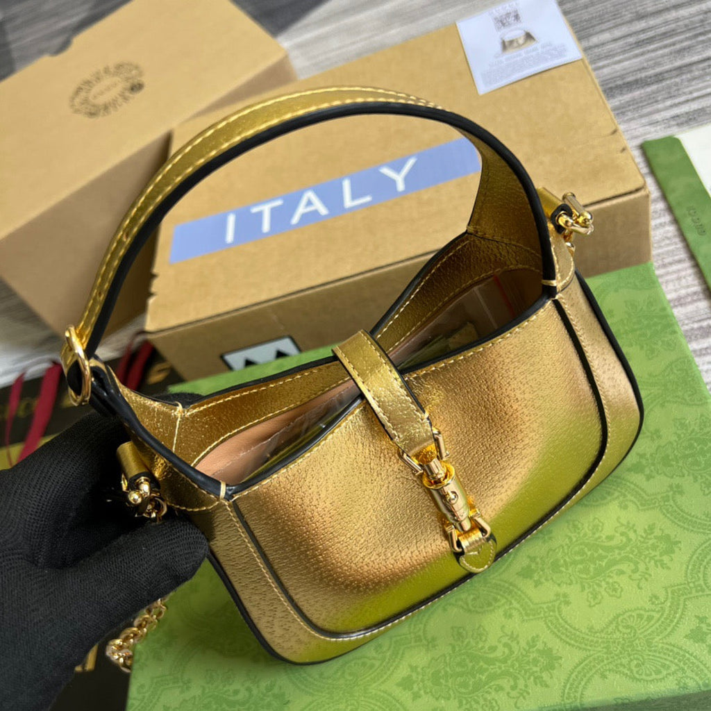 gg Jackie 1961 Lizard Mini Bag Gold For Women, Women’s Bags 7.5in/19cm gg ‎