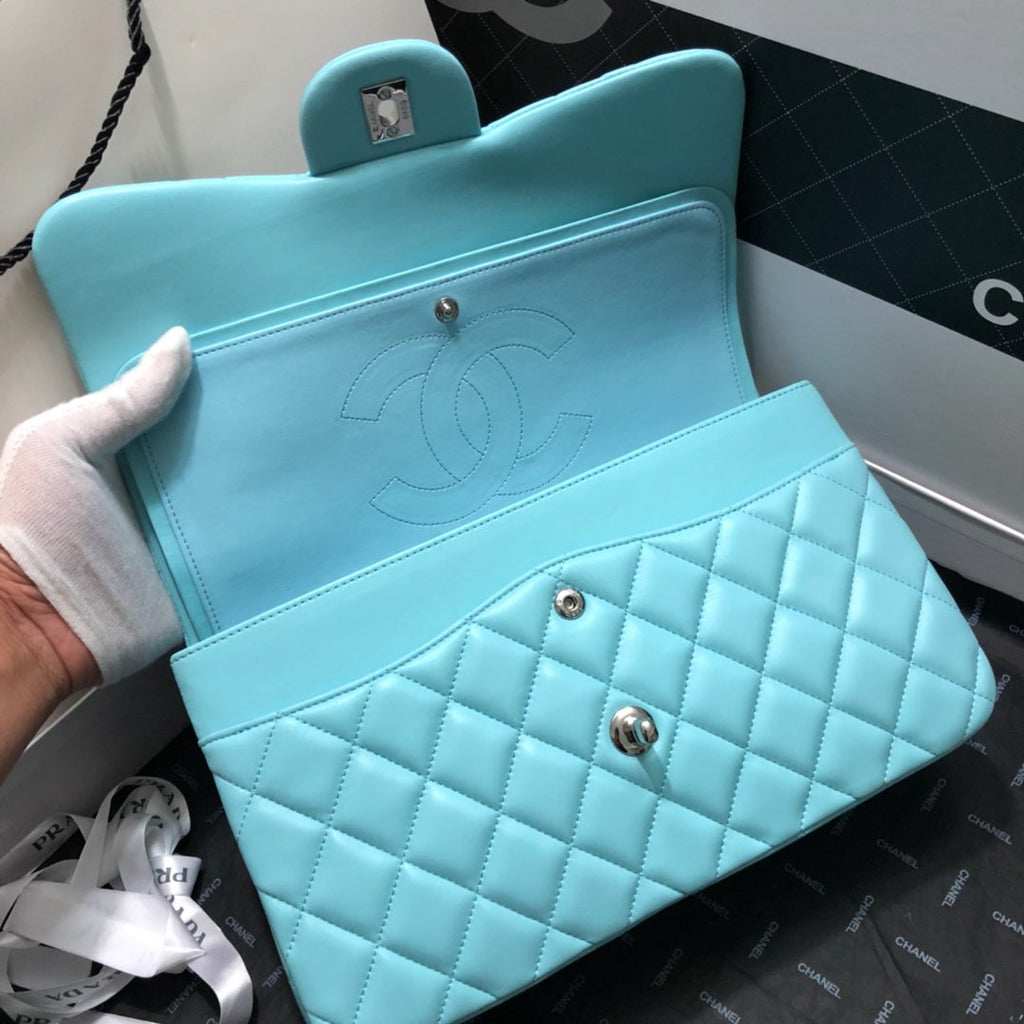 CHLLarge Classic Handbag Silver Hardware Blue For Women, Women’s Handbags, Shoulder Bags 11.8in/30cm