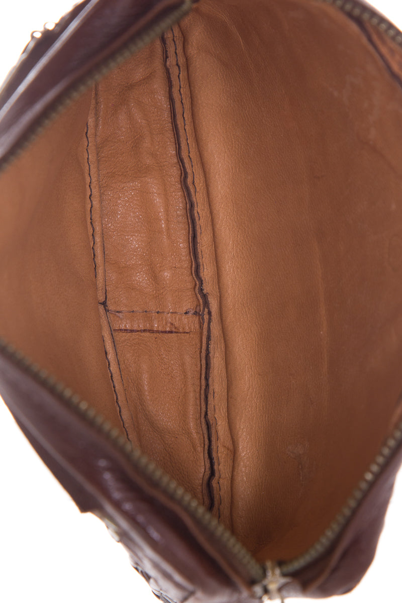 Fendi Vintage Brown Embosssed Leather Zucca Pouch