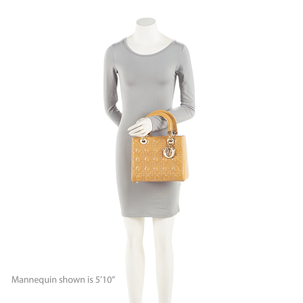 Dior Patent Leather Lady Dior Medium Tote