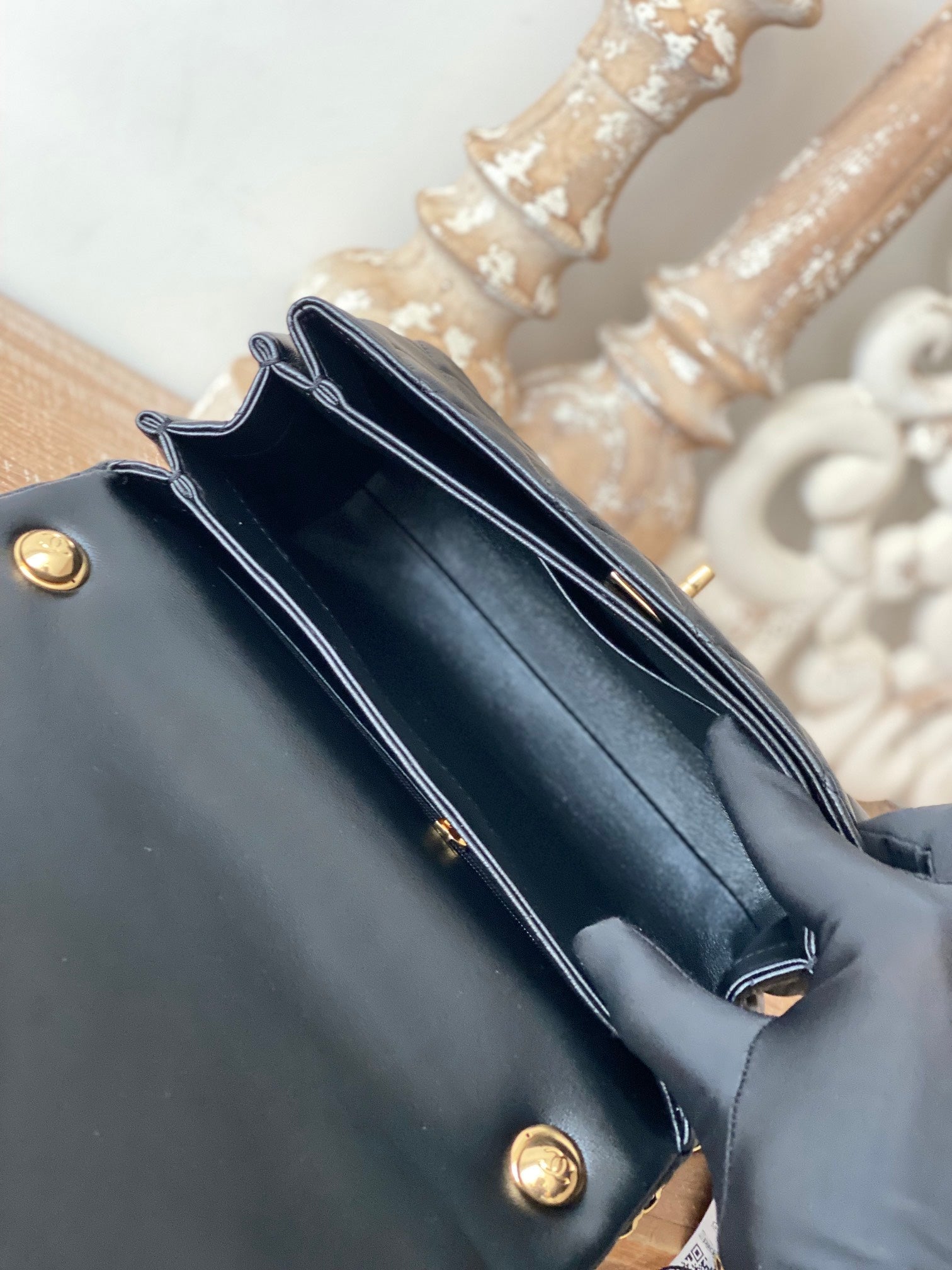 CHLLarge Flap Black Bag For Women 23cm/9in
