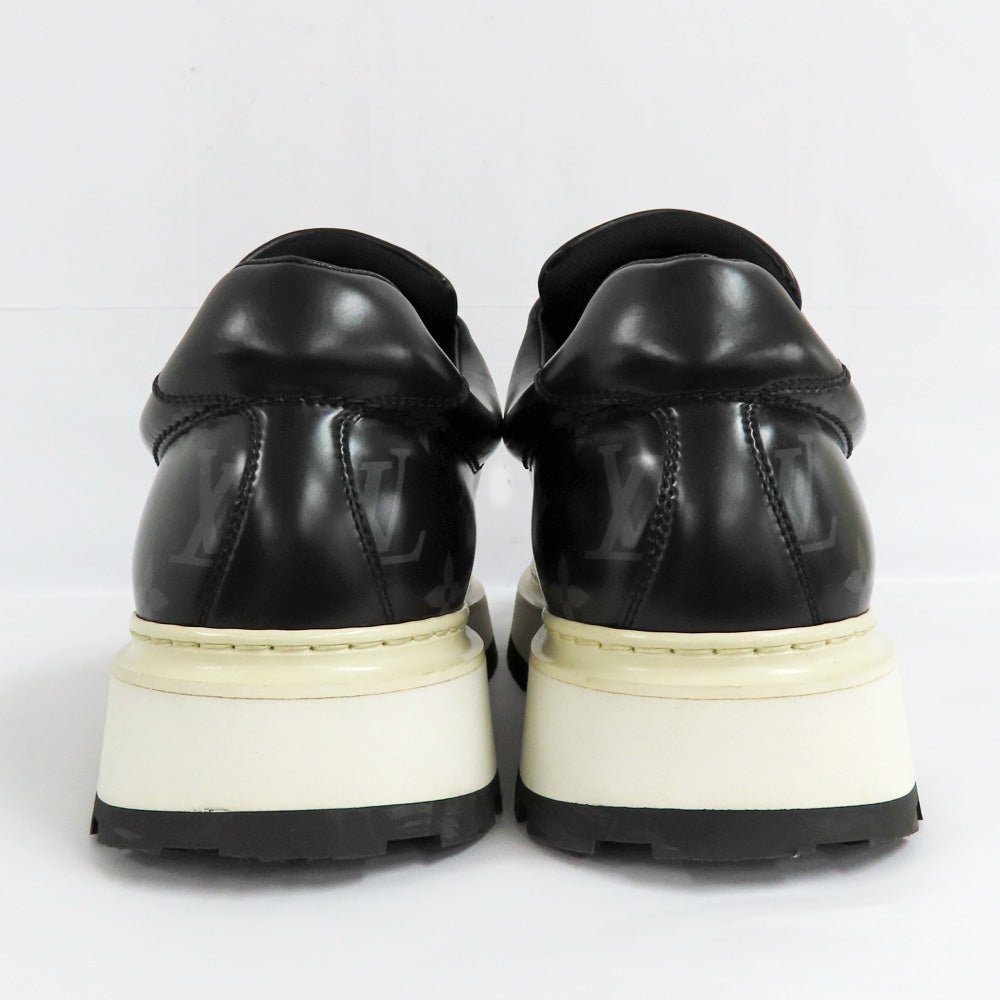 Louis Vuitton Louis Aves Line Der Trainers 7 About 26.0cm Monogram Noir Black Race Up Leather Laver Shoes Mens