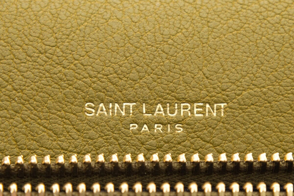 Saint Laurent Green College Chain Quilted Handbag