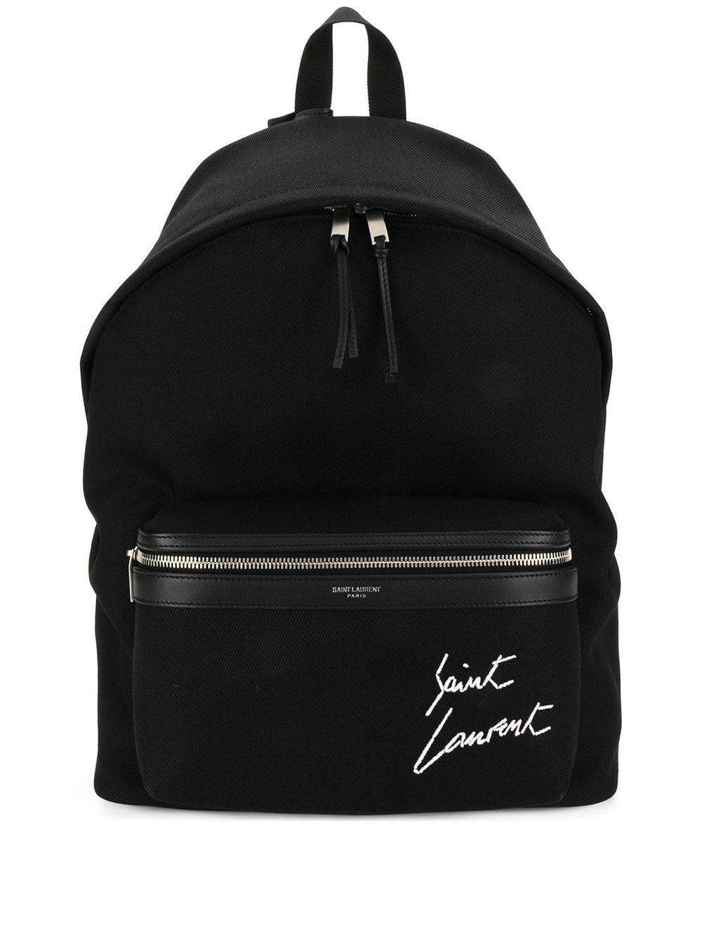 Saint Laurent Men Embroidered City Backpack In Canvas