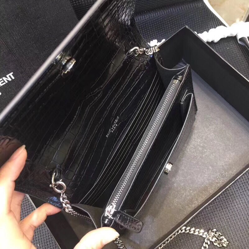 GLAMI Sunset Chain Wallet Ã‚Â In-Embossed Black For Women 8.2in/21cm YSL