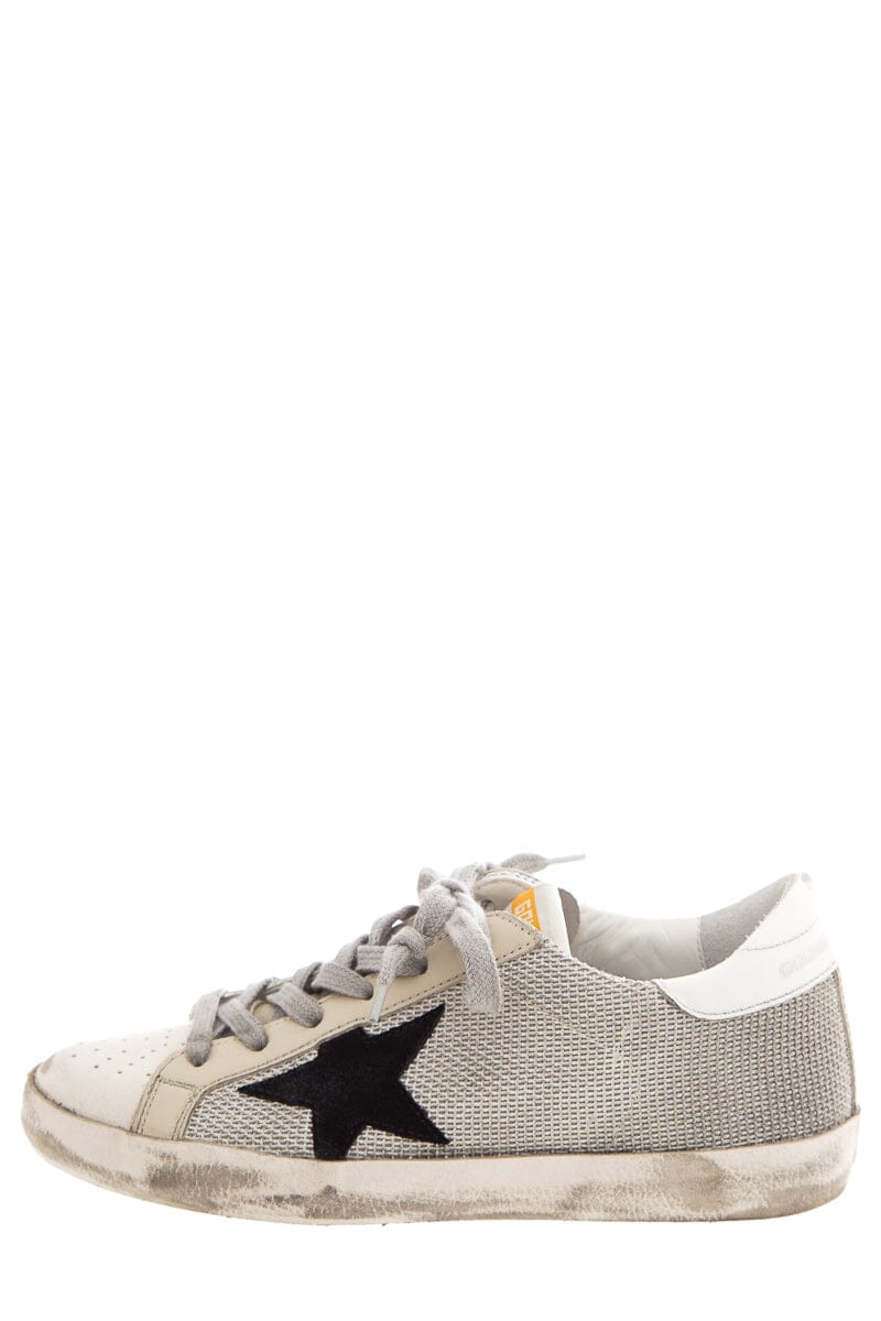Golden Goose Grey Netting Black Star Super Star Sneakers SZ 35