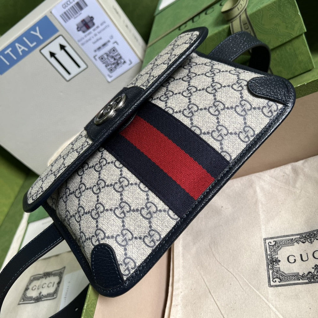 Glami OphiGLAMIa Belt Bag Beige And Blue Glami Supreme Canvas For Men 9in/22cm Glami 674081 96IWN 4076