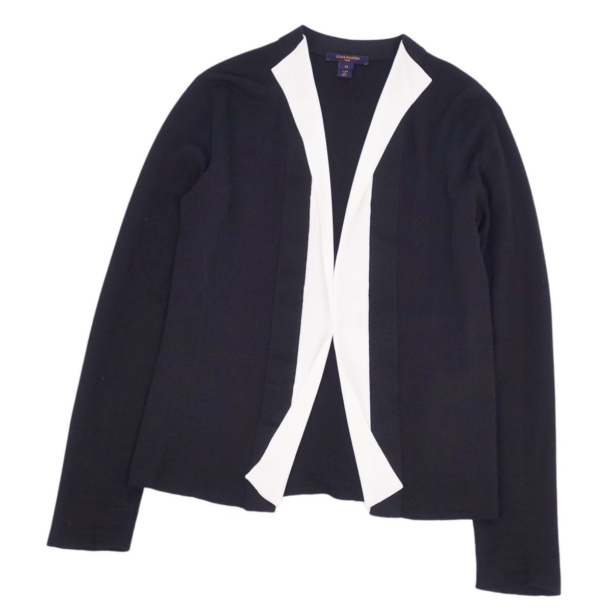 Louis Vuitton e Cardigan Long Sleeve Long Sleeve Landless Cashmere Wool Silk Tops  M Black/White