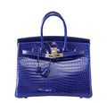 HermÃƒÆ’Ã‚Â¨s Porosus Crocodile Birkin 35 Bleu Electrique Bag