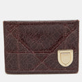 Dior Burgundy Crackled Patent Leather Diorama Card Holder