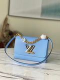 LV Twist MM Monogram Flower Bleu Nuage Blue For Women,  Shoulder And Crossbody Bags 9.1in/23cm LV M59627