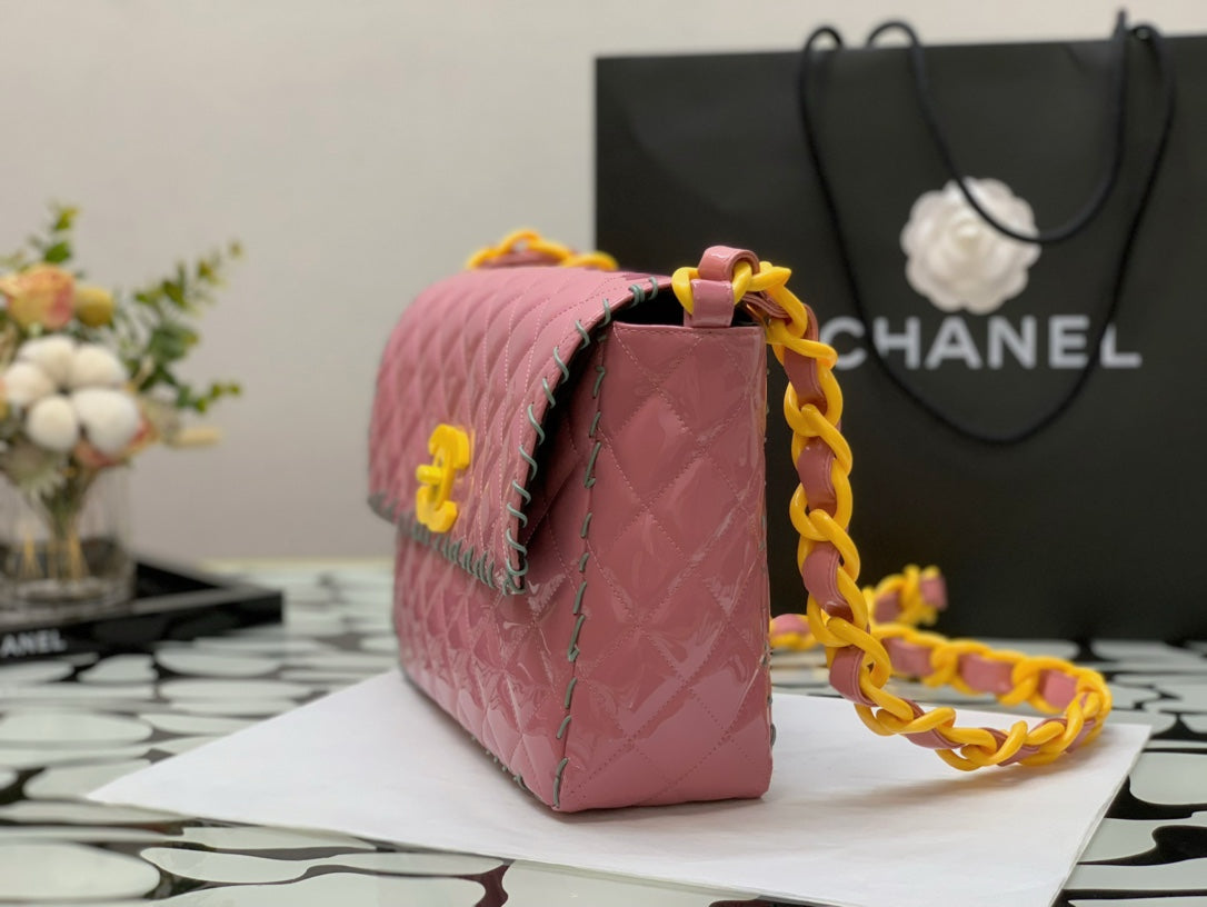 CHLVinyl Classic PiNike and Yellow Shoulder bag For Women 29cm/11.5in
