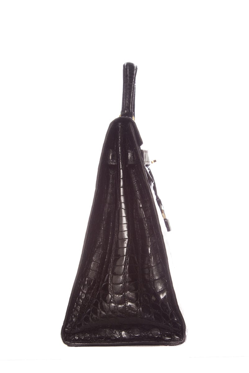 HermÃƒÆ’Ã‚Â¨s Black Croc Kelly 35 GHW  Handbag