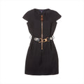 Louis Vuitton 23AW Wool  Silk One Earrings 34  Black XXL Detail Caped Dress Monogram RW232W