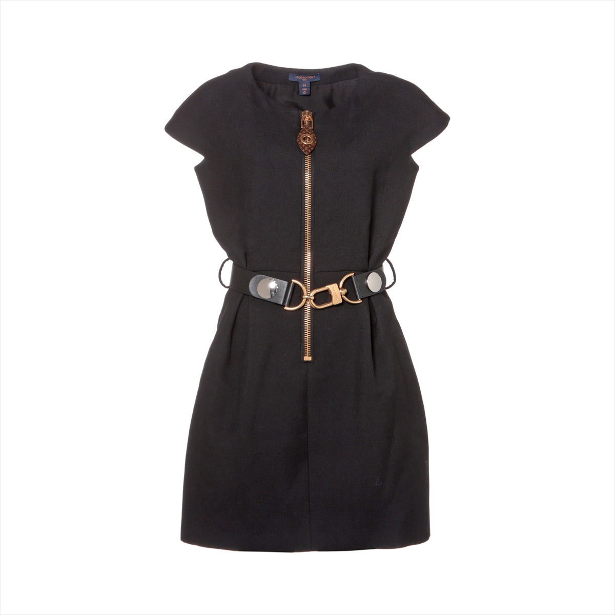 Louis Vuitton 23AW Wool  Silk One Earrings 34  Black XXL Detail Caped Dress Monogram RW232W