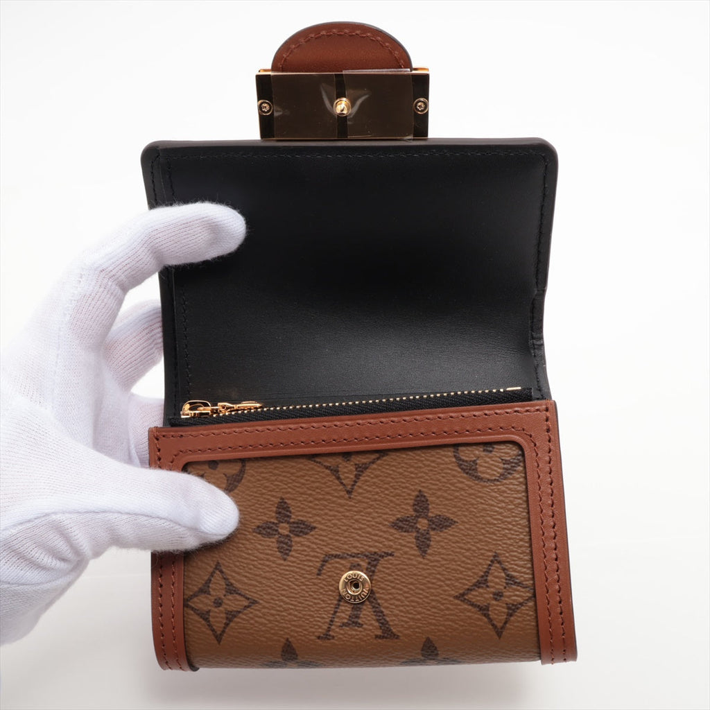 Louis Vuitton Monogram Reversee Portefolio Dfine Compact M68725 Black x Brown Compact Wallet