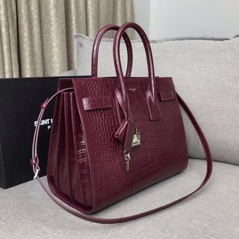 GLAMI Sac De Jour Small In Embossed CrocoGLAMIle Burgundy For Women 12.5in/32cm YSLÃ‚Â 