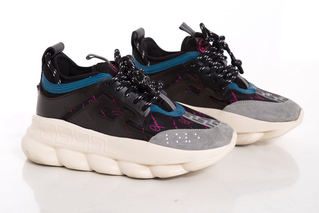 Versace Black & Blue Suede Sneakers SZ 7.5