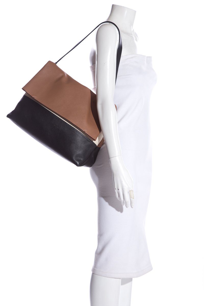 CÃƒÆ’Ã‚Â©line Ivory, Brown & Black Leather All Soft Tote