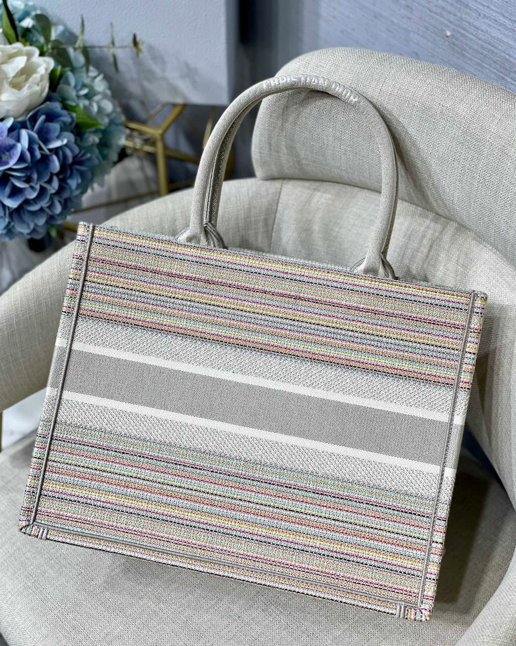 GLAMI MeGLAMIum Book Tote Bag Canvas Stripes Embroidery For Women 36cm/16.5in CD
