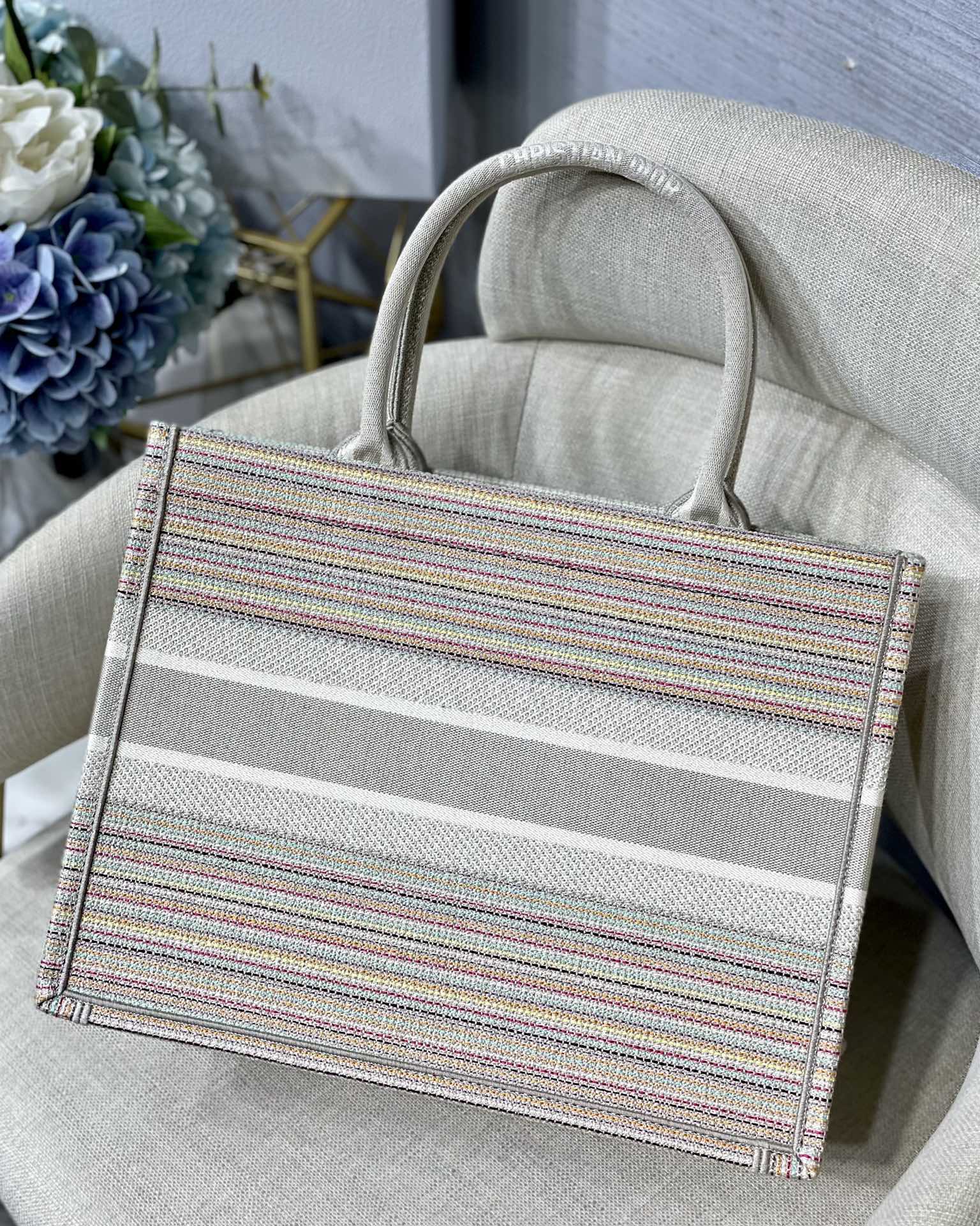 GLAMI MeGLAMIum Book Tote Bag Canvas Stripes Embroidery For Women 36cm/16.5in CD