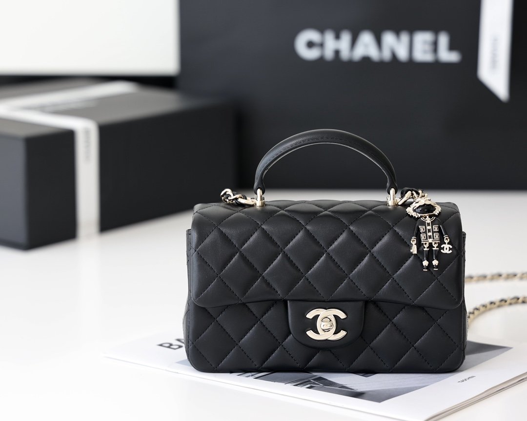 CHL Flap Bag Mini Doll Handle Bag 20cm Black