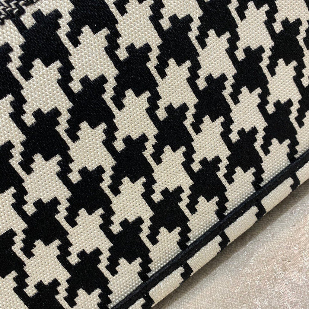 GLAMI Large Book Tote Black Houndstooth Embroidery, Black/White, For Women WomenÃ¢â‚¬â„¢s Handbags, Shoulder Bags, 42cm CD
