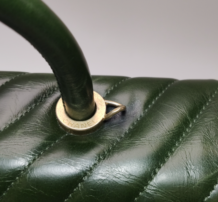 Preloved Chanel Coco Handle Bag Maxi Green 250105781012547
