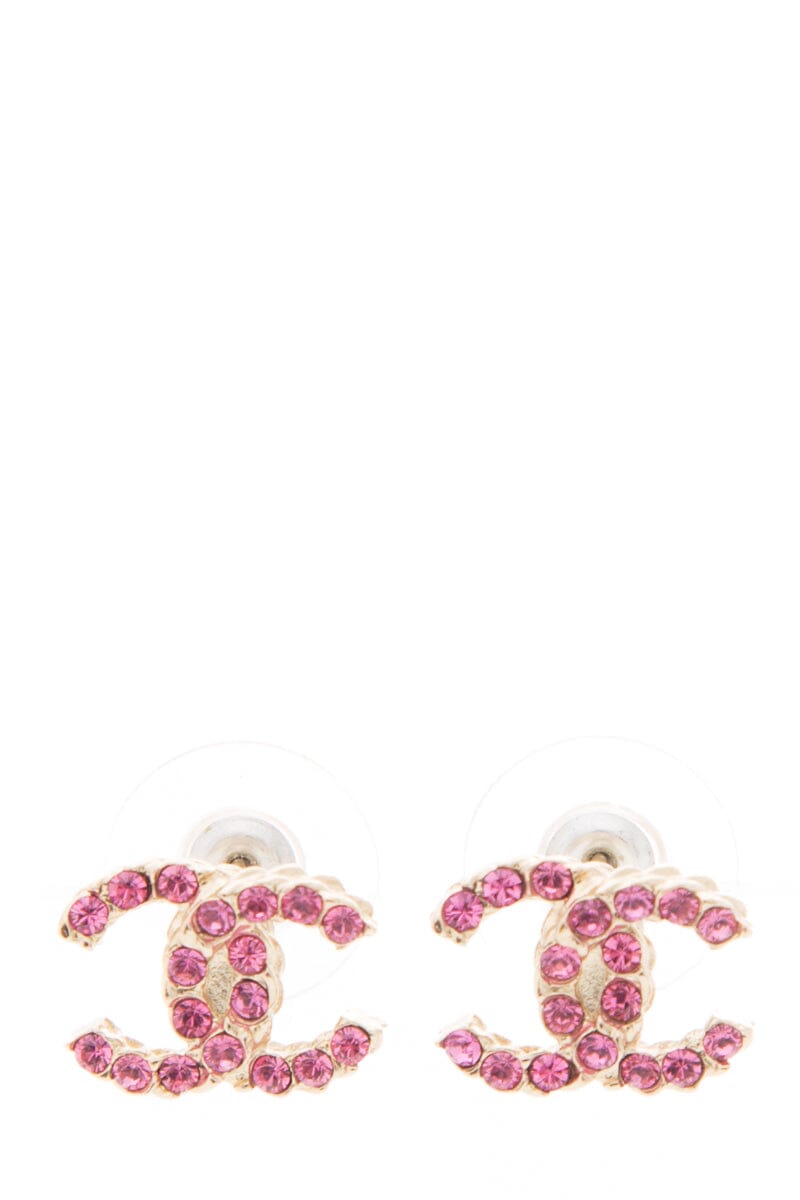 Chanel Pink "CC" Studded earrings