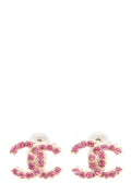 Chanel Pink "CC" Studded earrings