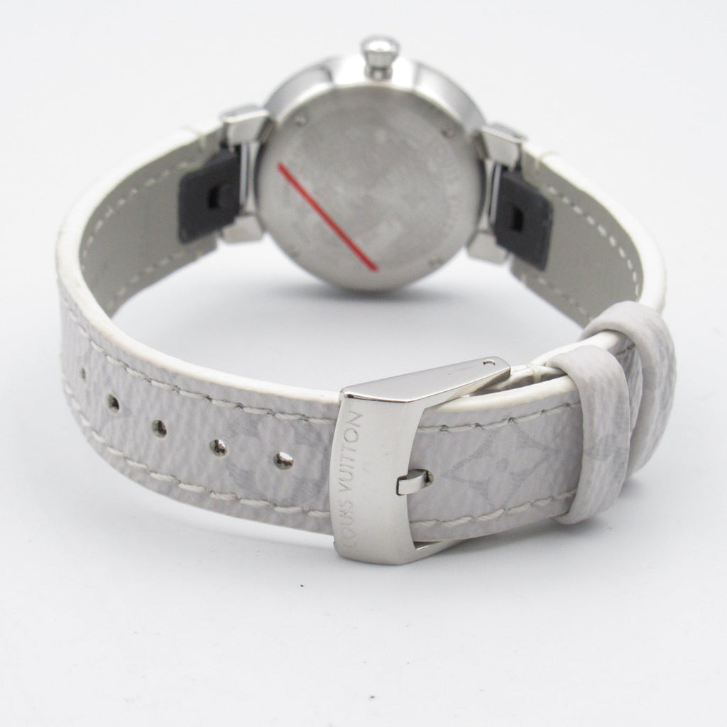 Louis Vuitton Louis Vuitton Diamond Beagle  Watch Stainless Steel Leather Belt  White S QA109