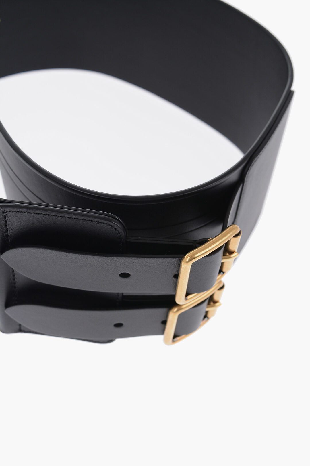 Dior Maxi Leather Waist Belt With Double Golden Buckle 100Mm