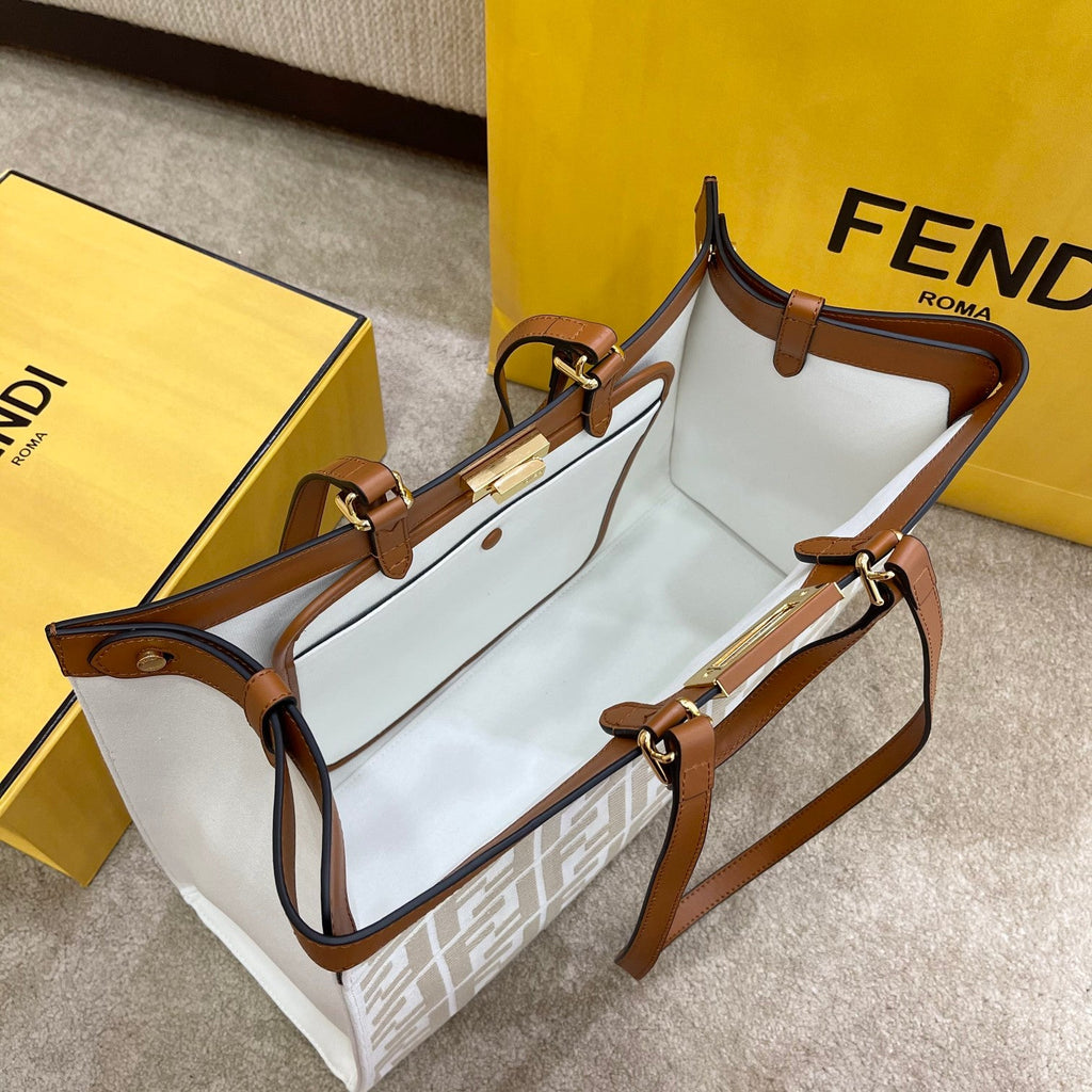 FI GlamI X-tote Bag White Canvas For Women, Handbags, Shoulder Bags 16.1in/41cm FF 8BH374