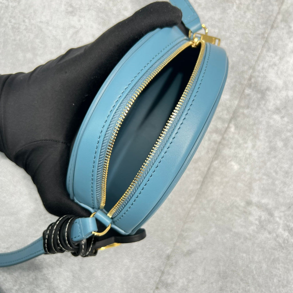 GLAMI Crossbody Oval Purse Cuir Triomphe Blue For Women 6in/16cm 10I703DPQ.07DD