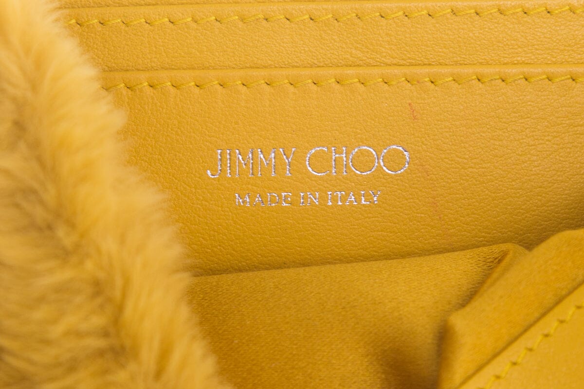 Jimmy Choo MADELINE Yellow Faux Fur Cross-Body