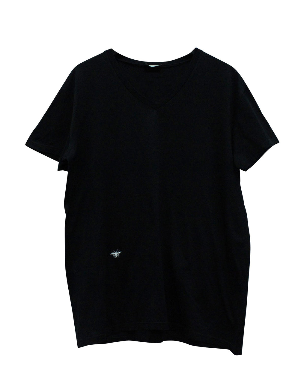 Dior Homme Bee Logo V-Neck T-Shirt in Black Cotton