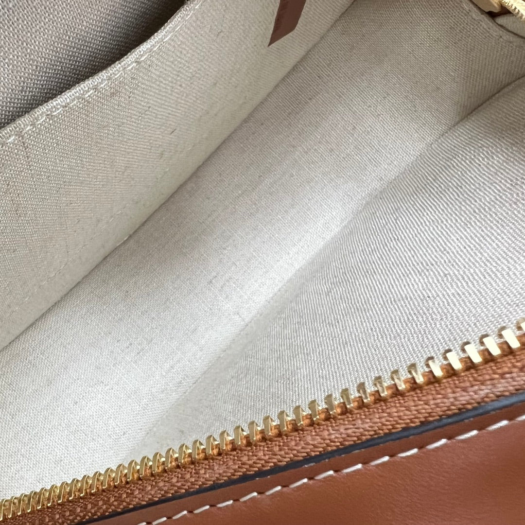 GLAMI Oval Bag Cuir Triomphe In Textile Natural / Tan For Women 8in/20cm 198602DU8.02NT