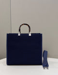 FI Sunshine MeGLAMIum Navy Blue FF fabric shopper Bag For Woman 31cm/12in