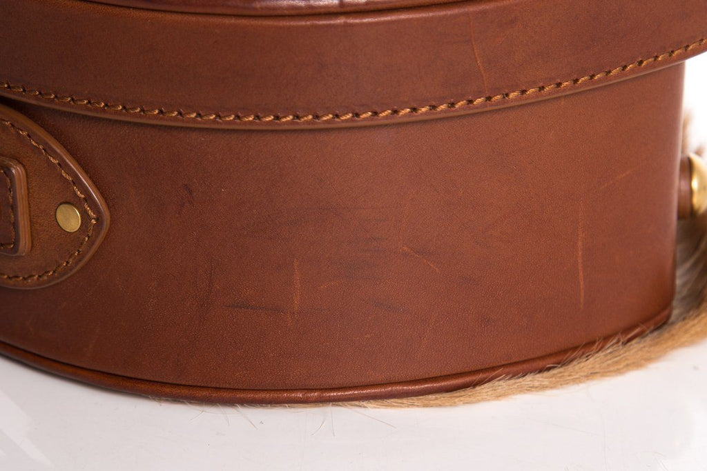 Yves Saint Laurent Brown Gazela Fur Small Hat Box Shoulder Bag