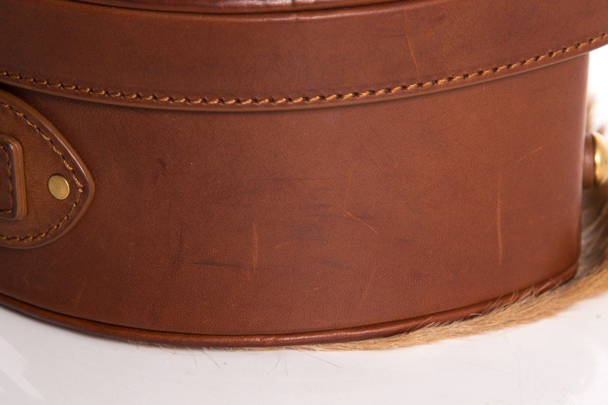 Yves Saint Laurent Brown Gazela Fur Small Hat Box Shoulder Bag