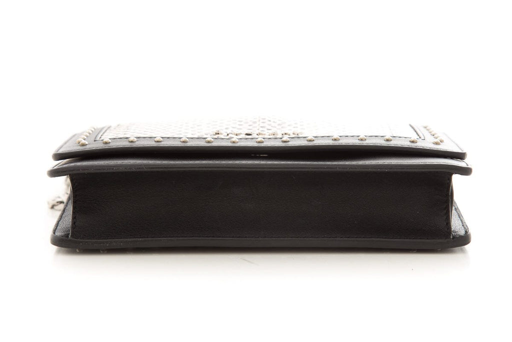 Givenchy Black & Cream Spotted Snake Skin Leather Studded Cross-Body