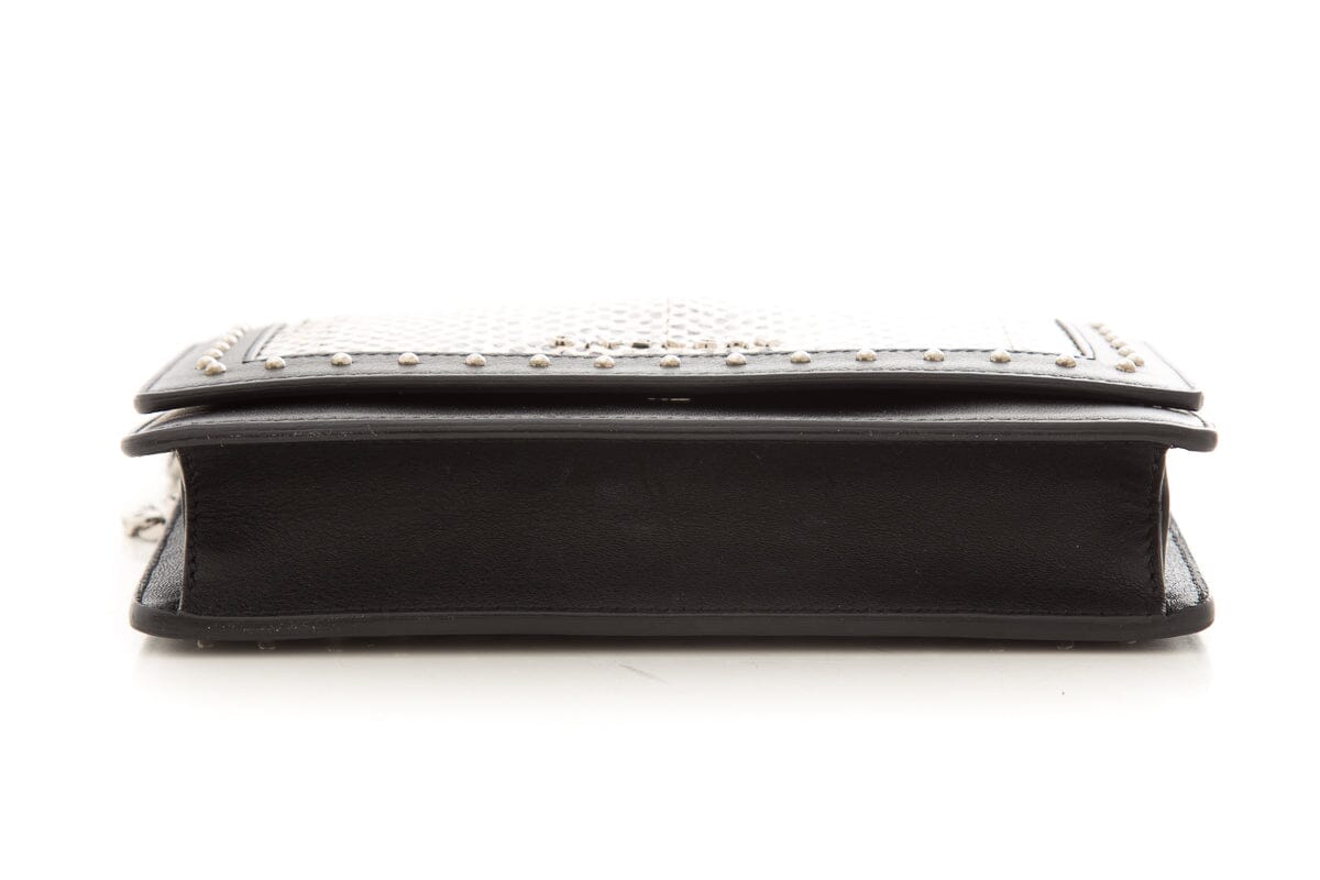 Givenchy Black & Cream Spotted Snake Skin Leather Studded Cross-Body