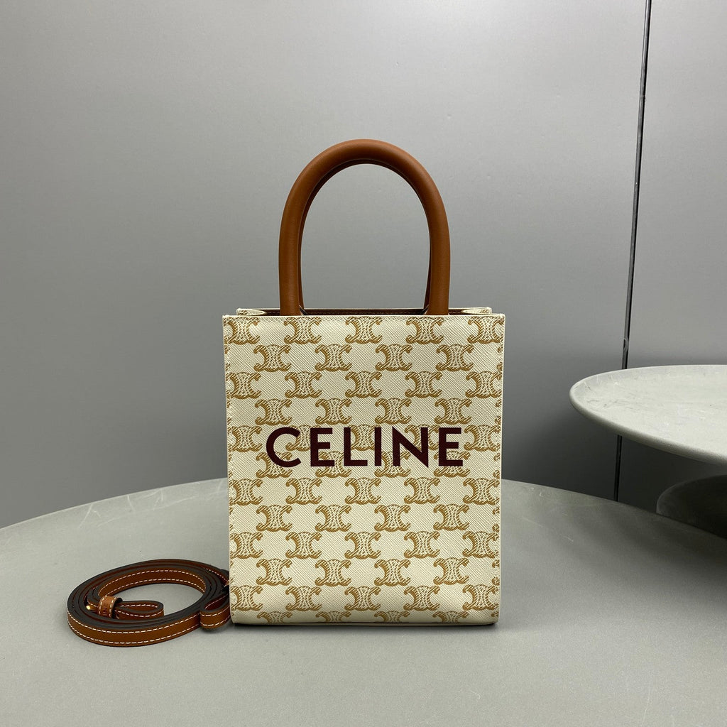 GLAMI Mini Vertical Cabas In Triomphe Canvas White For Women 7.2in/18cm 194372BZK.01BC