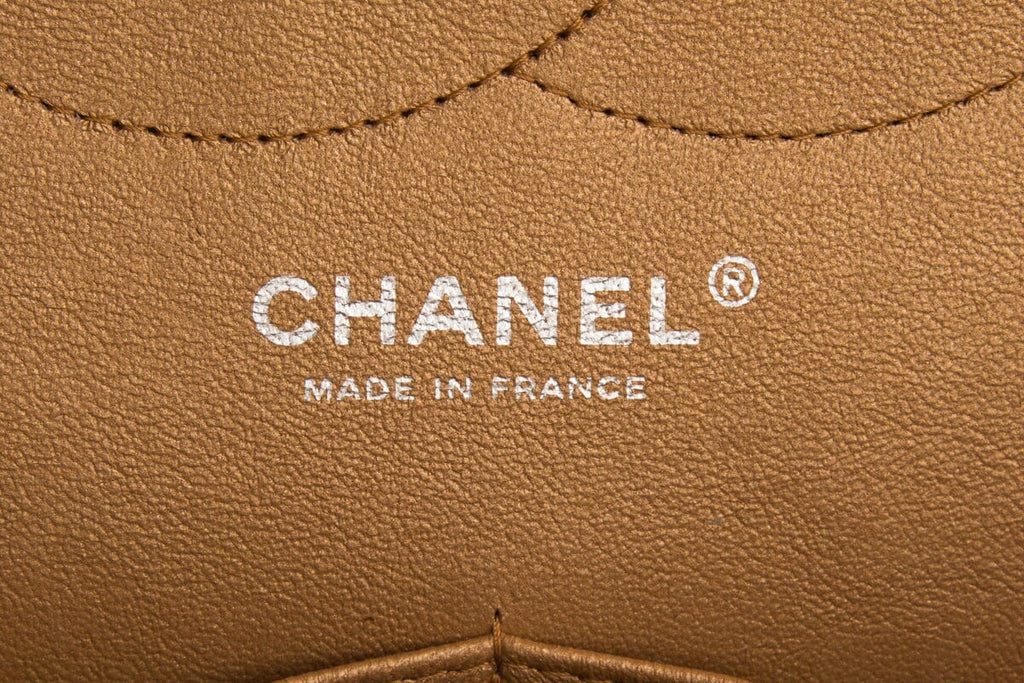 Chanel 2011 Metallic Bronze Jumbo Double Flap Handbag