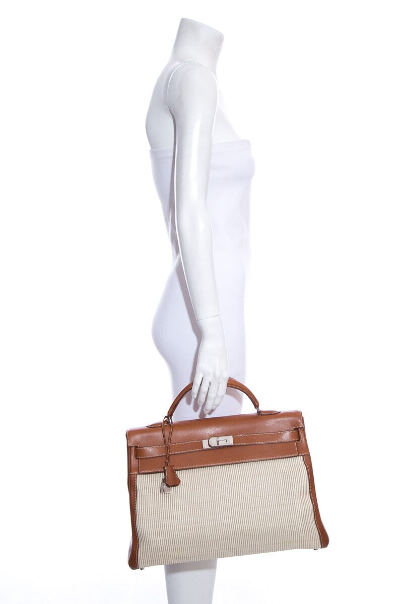 HermÃƒÆ’Ã‚Â¨s Vintage Kelly 40 Crinoline & Barenia Leather Handbag